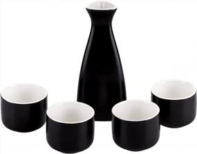 img 1 attached to Authentic Japanese Sake Set: MyGift Black Ceramic Tokkuri Bottle And Ochoko Cups For Perfect Sake Experience