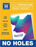 50 pack heavyweight no-hole sheet protectors - 8.5 x 11 inches, samsill top loading logo