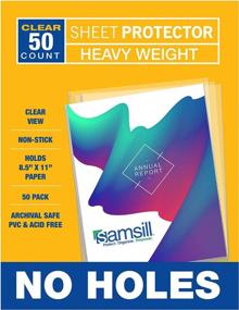 img 4 attached to 50 Pack Heavyweight No-Hole Sheet Protectors - 8.5 X 11 Inches, Samsill Top Loading