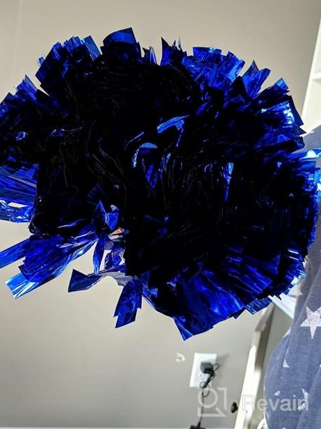 img 1 attached to Premium Pack of 4 Foil Plastic Metallic Cheerleading Pom Poms for Team 🎉 Spirit and Cheering - 12 inch, 80g - Ideal for Cheer Sport, Kids, and Adults review by Justin Garrett