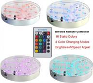 6in under vase led light base w/remote - multicolors rgb, battery operated for home events & wedding centerpiece lighting logo