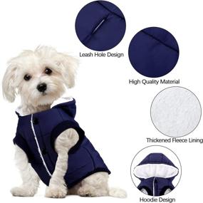 img 2 attached to 🐾 Pedgot 2-Pack Fleece Lined Warm Dog Jackets - Hooded Puppy Coats for Winter Cold Weather, Small Size (Blue & Red)