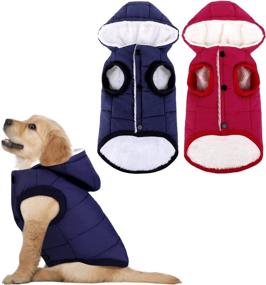 img 4 attached to 🐾 Pedgot 2-Pack Fleece Lined Warm Dog Jackets - Hooded Puppy Coats for Winter Cold Weather, Small Size (Blue & Red)