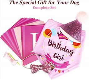 img 3 attached to NINEMAX 4 Pcs Girl Dog Birthday Bandana Hat & Birthday Banner Dog Birthday Outfit Costume Party Supplies For Puppy Pink