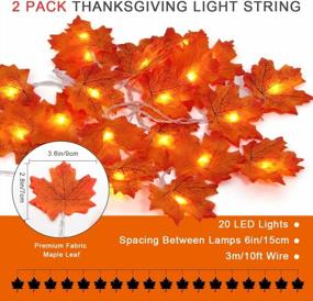 img 3 attached to 10FT/20LED Maple Leaves String Lights With Remote Control, Waterproof Battery Operated 8 Modes For Home Indoor Outdoor Garden Party Decoration Thanksgiving Coolrunner 2 Pack Garland