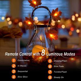 img 2 attached to 10FT/20LED Maple Leaves String Lights With Remote Control, Waterproof Battery Operated 8 Modes For Home Indoor Outdoor Garden Party Decoration Thanksgiving Coolrunner 2 Pack Garland