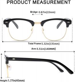 img 1 attached to Vintage Classic Semi-Rimless Half Frame Clear Lens Glasses - AISSWZBER Fashion
