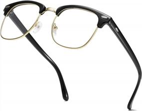 img 4 attached to Vintage Classic Semi-Rimless Half Frame Clear Lens Glasses - AISSWZBER Fashion