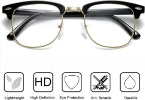img 2 attached to Vintage Classic Semi-Rimless Half Frame Clear Lens Glasses - AISSWZBER Fashion