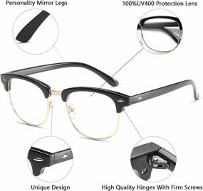 img 3 attached to Vintage Classic Semi-Rimless Half Frame Clear Lens Glasses - AISSWZBER Fashion