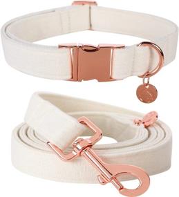 img 4 attached to 🐶 Cotton Dog Collar and Leash Set, White and Pink Collar for Small Medium Large Dogs by DOGWONG