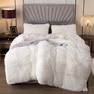 experience cozy sleep with emme luxury white fuzzy duvet cover set - fluffy, soft and plush queen size bedding. логотип