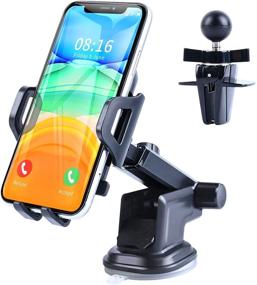 img 4 attached to LILIYYA Universal Car Phone Mount: A Versatile and Sturdy Hands-Free Cell Phone Holder for Dashboard, Windshield, and Air Vent - Compatible with iPhone, Samsung, and All Smartphones & Cars