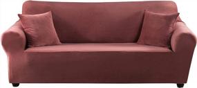 img 4 attached to Upgrade Your Living Room With Travan'S X-Large Velvet Plush Sofa Cover In Bean Red