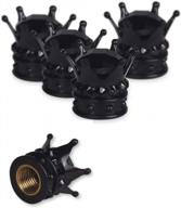 chrome diamond crown valve stem caps for car wheels - bling air cap cover in black (bonnet) logo