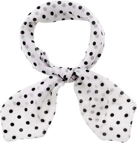 img 4 attached to 🌸 Retro Polka Dot Chiffon Scarf 1950s Style Hair Tie, Sheer Square Neck Vintage Head Scarf, Neckerchief for Women & Girls