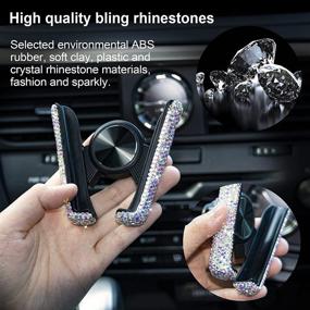 img 2 attached to 💎 Amiss Sparkly Bling Cell Phone Holder: 360° Adjustable Car Mount with Rhinestone Crystal Decoration - AB Color