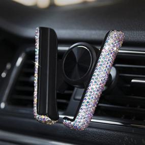 img 4 attached to 💎 Amiss Sparkly Bling Cell Phone Holder: 360° Adjustable Car Mount with Rhinestone Crystal Decoration - AB Color