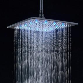 img 2 attached to Upgrade Your Shower: Rainfall 12-Inch LED Shower Head With Overhead Spray In Sleek Black
