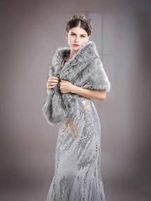 img 3 attached to Faux Fur Shawls And Wraps For Brides And Wedding Guests - Chic Bridal Scarf Stoles For Women And Girls