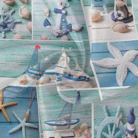 img 3 attached to Ocean Themed Party Table Decor: Lighthouse Sailboats Collage On Wooden Background Style Polyester White Lace Tablecloth - 60 Inch Round Table Cloth For Dinner Decoration