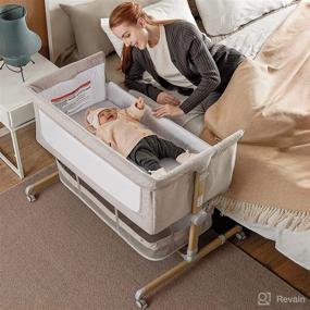 img 4 attached to 👶 Besrey Baby Bassinet Bedside Sleeper with Adjustable Height, Comfy Mattress, and 360° Swivel Wheels: Convenient and Safe Sleeping Solution for Newborns