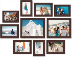 img 4 attached to 10-Piece Mahogany Gallery Wall Picture Frame Set In Multiple Sizes - Composite Wood With Shatter Resistant Glass - Horizontal And Vertical Formats For Wall And Tabletop Display By Americanflat