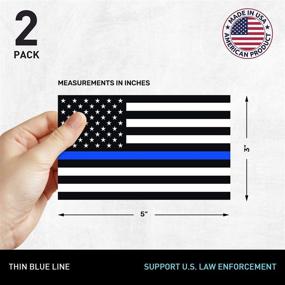 img 1 attached to Premium Thin Blue Line Flag Decal - New General American Flag Vinyl Decals (2PK) - 3X5 Blue Line Flag Decal