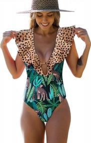 img 4 attached to Women'S V-Neck Ruffle One Piece Swimsuit Padded Monokini Bathing Suit