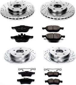 img 1 attached to Enhanced Performance Brake Pads and Rotors Kit - Power Stop K5977 Z23 Carbon Fiber with Drilled & Slotted Design