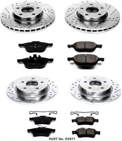 img 2 attached to Enhanced Performance Brake Pads and Rotors Kit - Power Stop K5977 Z23 Carbon Fiber with Drilled & Slotted Design