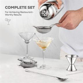 img 2 attached to 🍸 Premium Stainless Steel 10-Piece Cocktail Shaker Set with Travel Bag - Complete Bartender Kit for Mixology Enthusiasts - Includes Strainer, Muddler, Jigger, Bar Spoon, Bottle Opener, and Pour Spouts - Perfect Bar Set