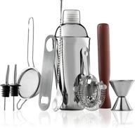 🍸 premium stainless steel 10-piece cocktail shaker set with travel bag - complete bartender kit for mixology enthusiasts - includes strainer, muddler, jigger, bar spoon, bottle opener, and pour spouts - perfect bar set logo