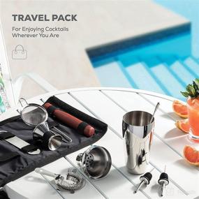 img 3 attached to 🍸 Premium Stainless Steel 10-Piece Cocktail Shaker Set with Travel Bag - Complete Bartender Kit for Mixology Enthusiasts - Includes Strainer, Muddler, Jigger, Bar Spoon, Bottle Opener, and Pour Spouts - Perfect Bar Set