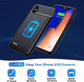 img 2 attached to IPhone X XS 10 Battery Case - Slim Protective Charger With 4100MAh Rechargeable Power For Improved Phone Longevity And Performance, Compatible With 5.8 Inch Screen Size, In Black (New Version)