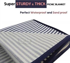 img 2 attached to 67"X55" Extra Large Sand Proof & Waterproof Portable Outdoor Picnic Blanket - Perfect For Camping, Hiking, And Festivals (Blue & White Striped)