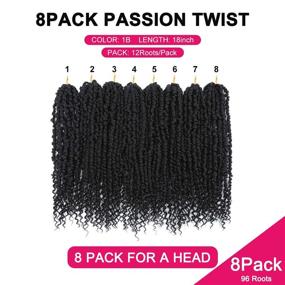 img 1 attached to 1B 18 Inch 8 Packs Passion Twist Crochet Hair For Women - Synthetic Braiding Hair Extensions
