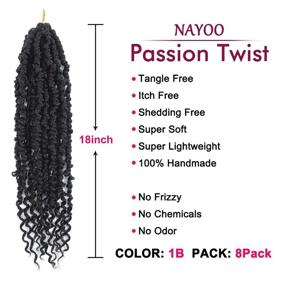 img 3 attached to 1B 18 Inch 8 Packs Passion Twist Crochet Hair For Women - Synthetic Braiding Hair Extensions