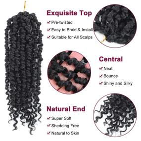 img 2 attached to 1B 18 Inch 8 Packs Passion Twist Crochet Hair For Women - Synthetic Braiding Hair Extensions