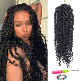 img 4 attached to 1B 18 Inch 8 Packs Passion Twist Crochet Hair For Women - Synthetic Braiding Hair Extensions