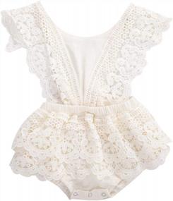 img 4 attached to Stylish And Cute Lace Floral Baby Girls Romper Jumpsuit With Backless Design - Perfect Summer Outfit