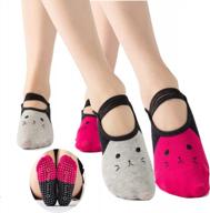 women's non-slip toeless yoga socks with sticky grips & straps for pilates, pure barre, ballet dance barefoot workout logo