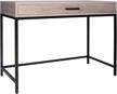 rivet avery industrial writing desk - 40"w with metal base, weathered gray oak finish for home office logo