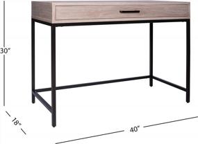 img 2 attached to Rivet Avery Industrial Writing Desk - 40"W With Metal Base, Weathered Gray Oak Finish For Home Office