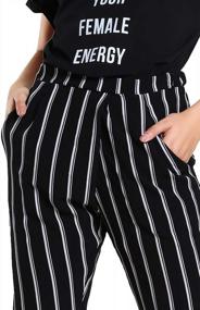 img 1 attached to Slimming Striped Pants For Women: Elastic High Waist And Loose Fit For Casual Comfort