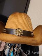 img 1 attached to Melesh Adult Sun Straw Women Men Cowgirl Western Cowboy Hat Colored review by Casey Narcisse