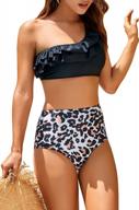 adisputent women's flounce one-shoulder bikini set with high-waisted swimsuit bottoms - sexy two-piece bathing suit for beach and pool logo
