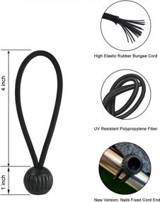 img 3 attached to 50-компонентные шнуры Joneaz Ball Bungee, 4-дюймовый черный высокоэластичный шнур для привязки, натуральный резиновый материал, устойчивый к ультрафиолетовому излучению и сверхпрочный для повышения долговечности и SEO