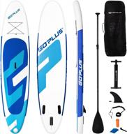 10ft/11ft goplus inflatable sup with accessory pack: adjustable paddle, carry bag, hand pump, leash, repair kit, and bottom fin logo