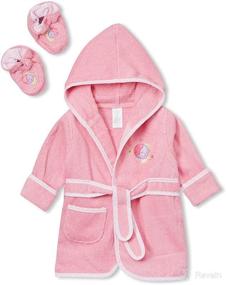 img 1 attached to 👶 Spasilk Pink Hooded Terry Bathrobe & Booties Set, 100% Cotton